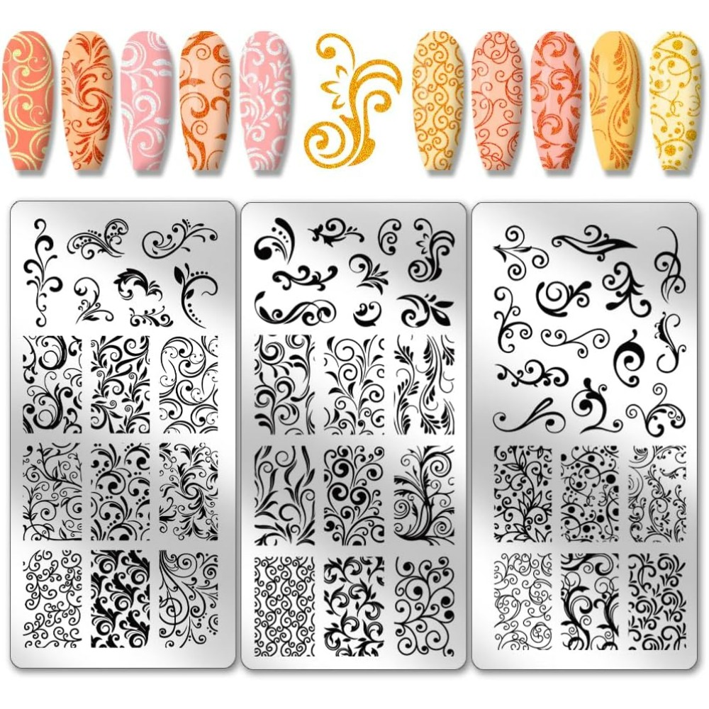 3pcs Swirl Pattern Nail Art Te - Nail Art Stamping Kit review and price