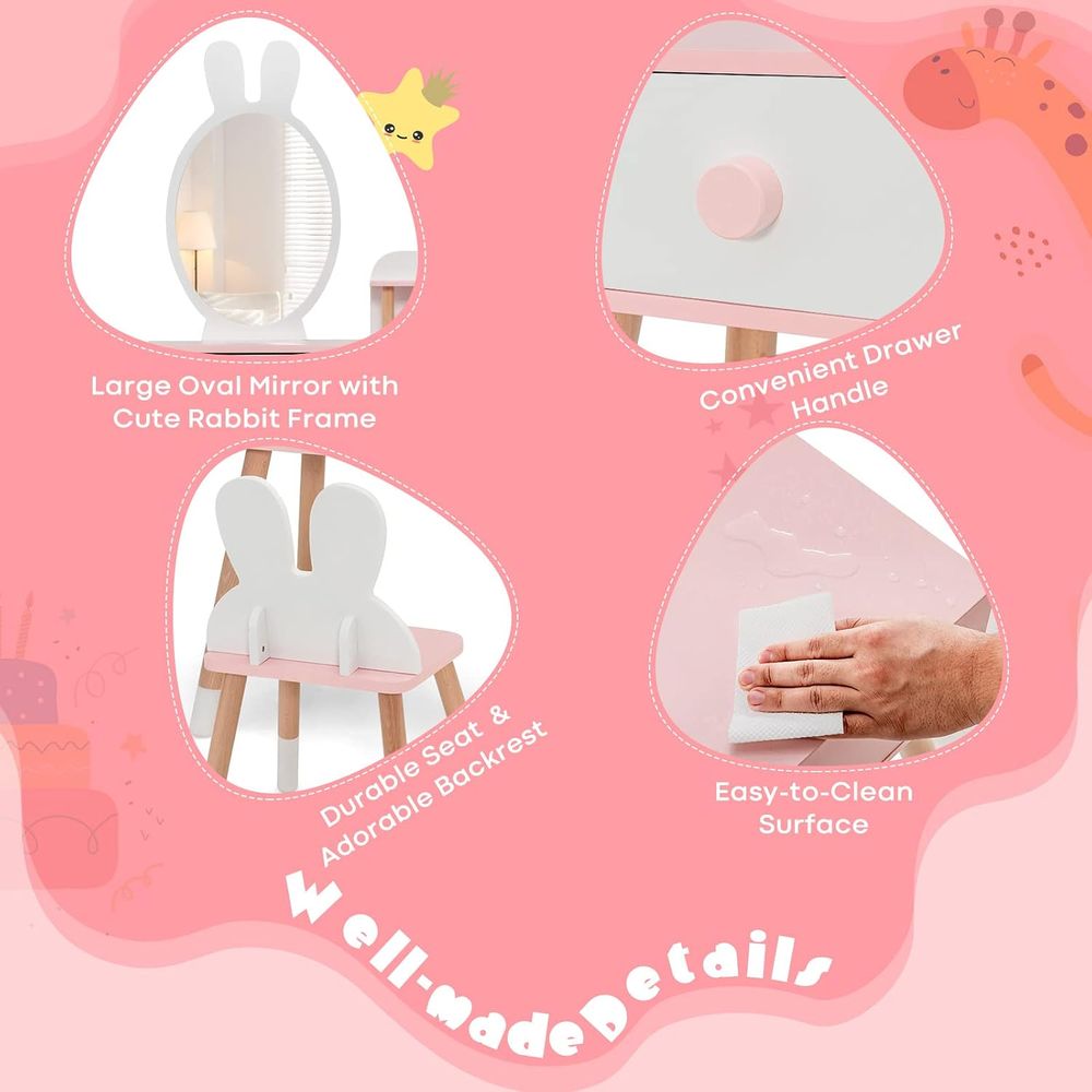 EY Kids Vanity, Rabbit Themed  - Beauty Makeup Set For Kids review and price