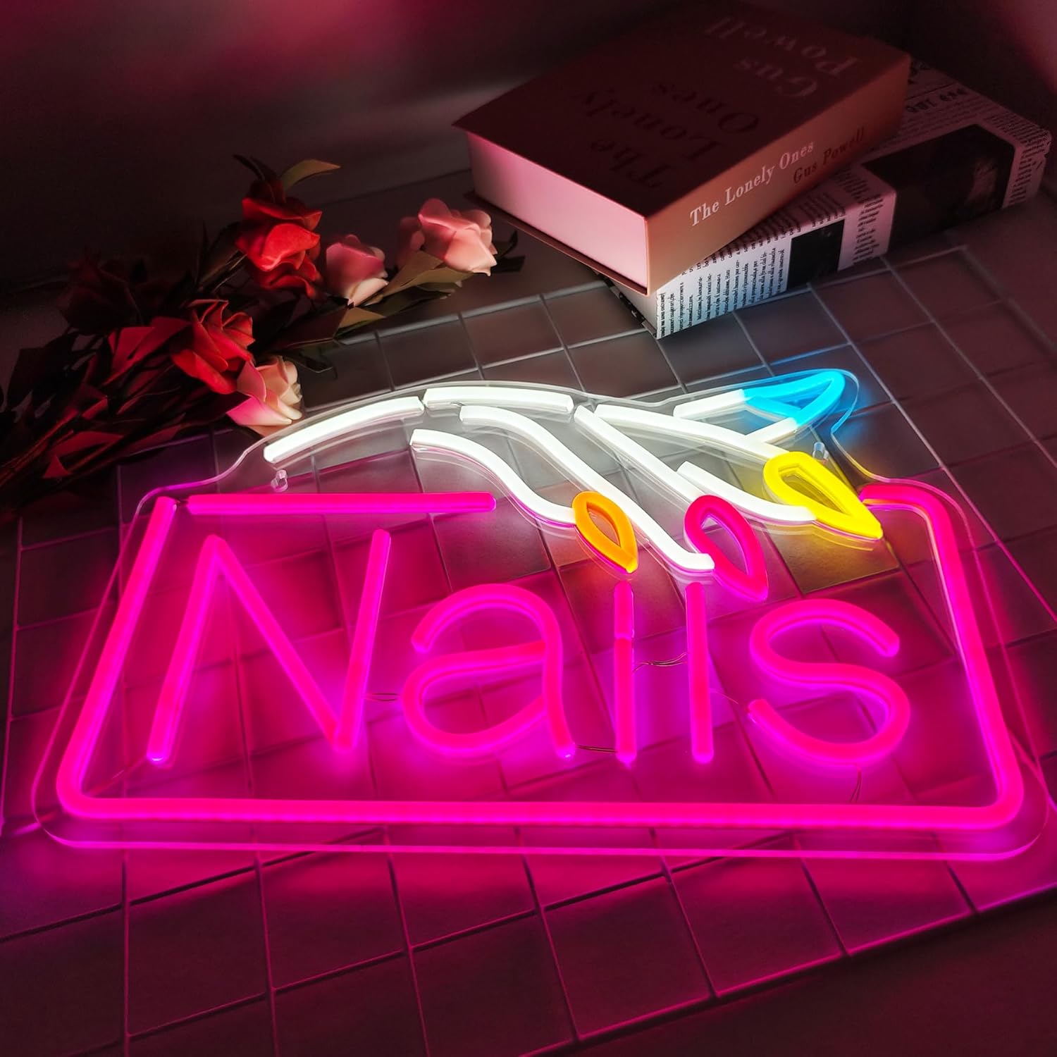 Nails Neon Sign  Business Wall - Beauty Makeup Store review and price