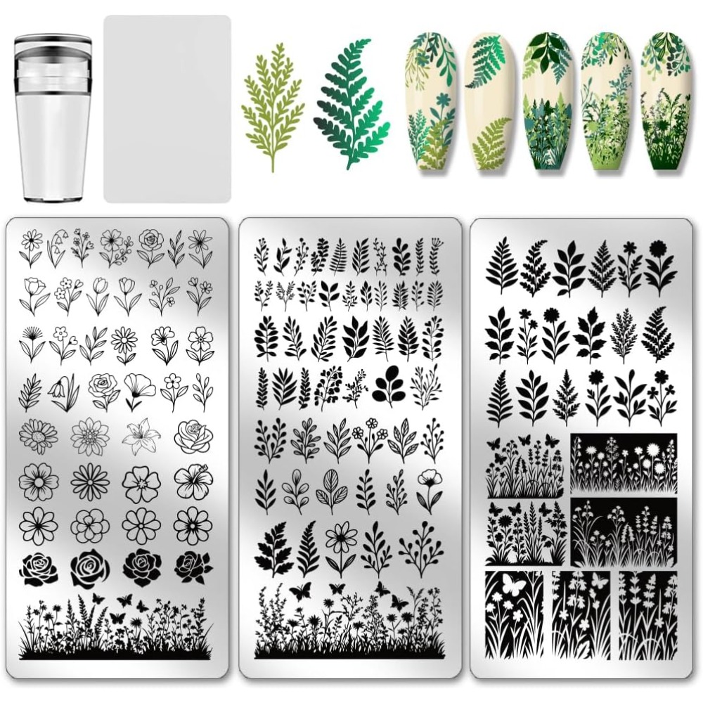 3pcs Flower Leaf Nail Stamping - Nail Art Stamping Kit review and price