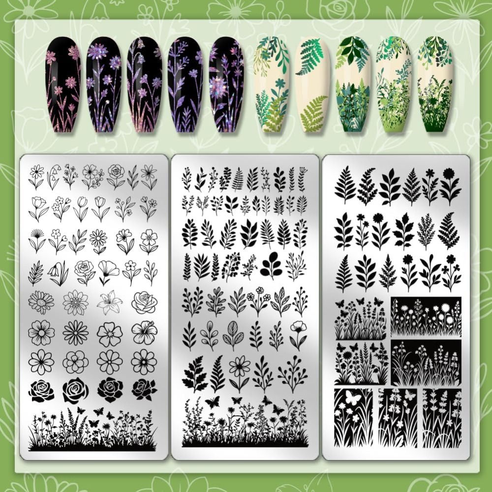 3pcs Flower Leaf Nail Stamping - Nail Art Stamping Kit review and price