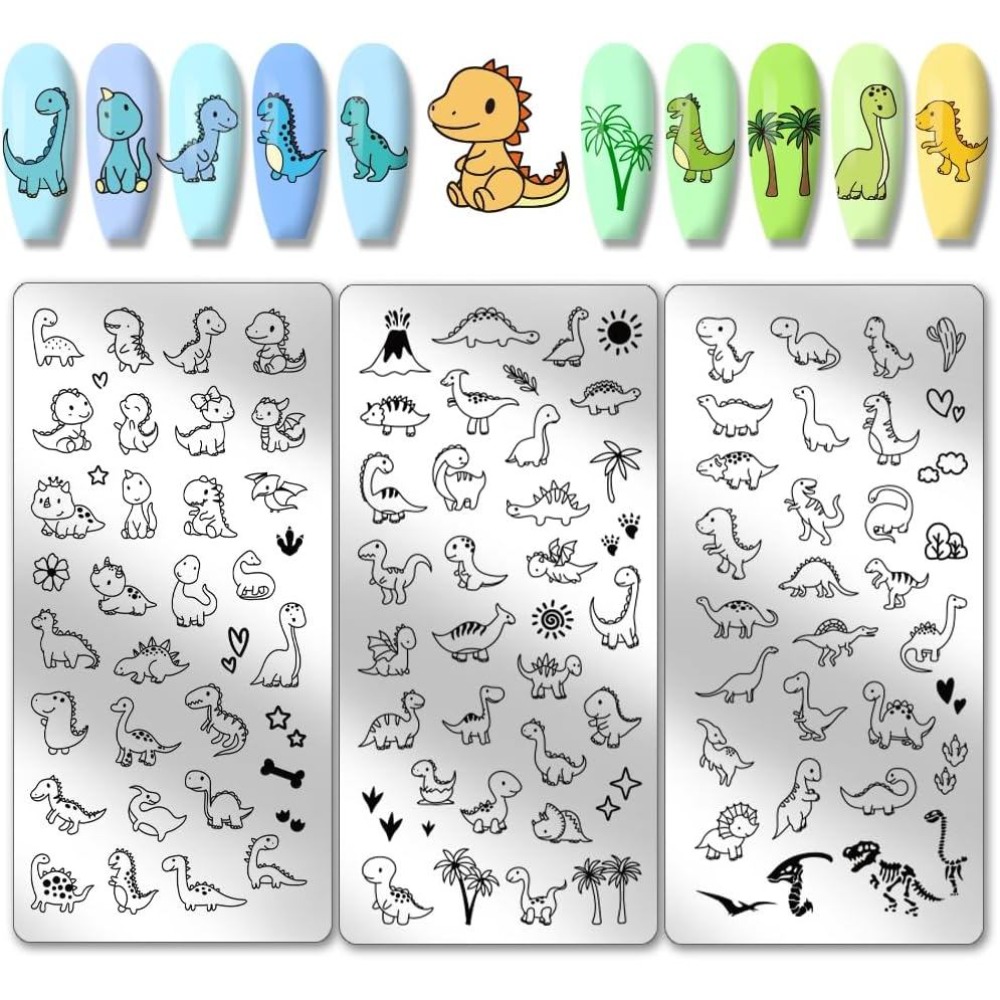 3pcs Dinosaur Nail Stamping Pl - Nail Art Stamping Kit review and price